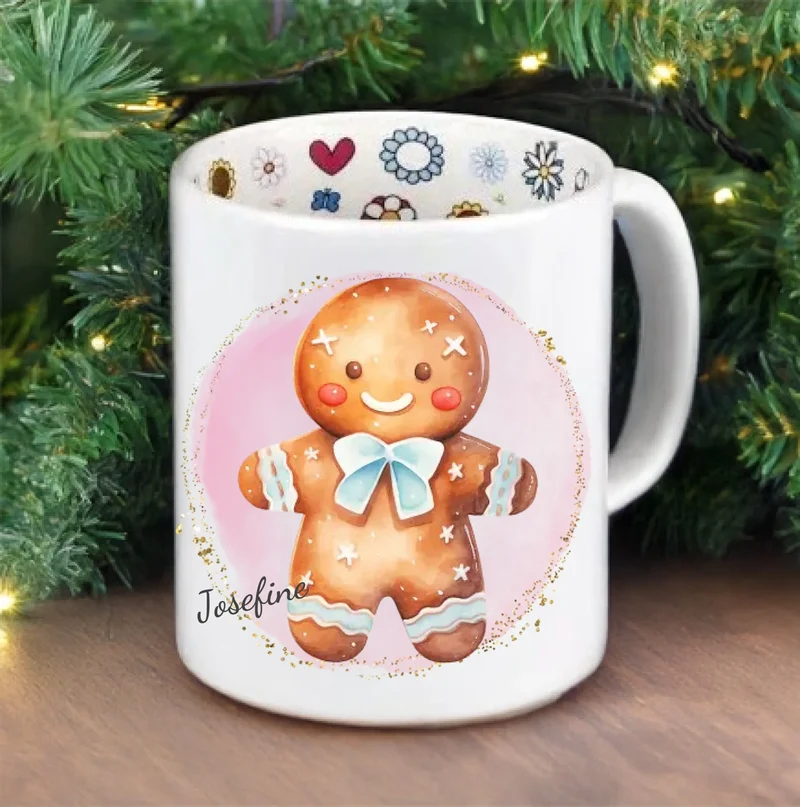 Weihnachtstasse mit Weckmann für Mädchen mit Namen personalisiert