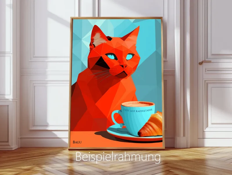 Poster mit Katze "Red Cat" Modernes Wandbild für Katzenfan