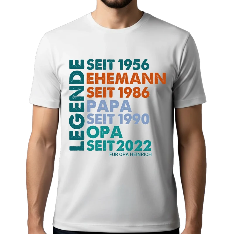 Legende Papa / Opa T-Shirt personalisiert – Geschenk für Vater & Opa