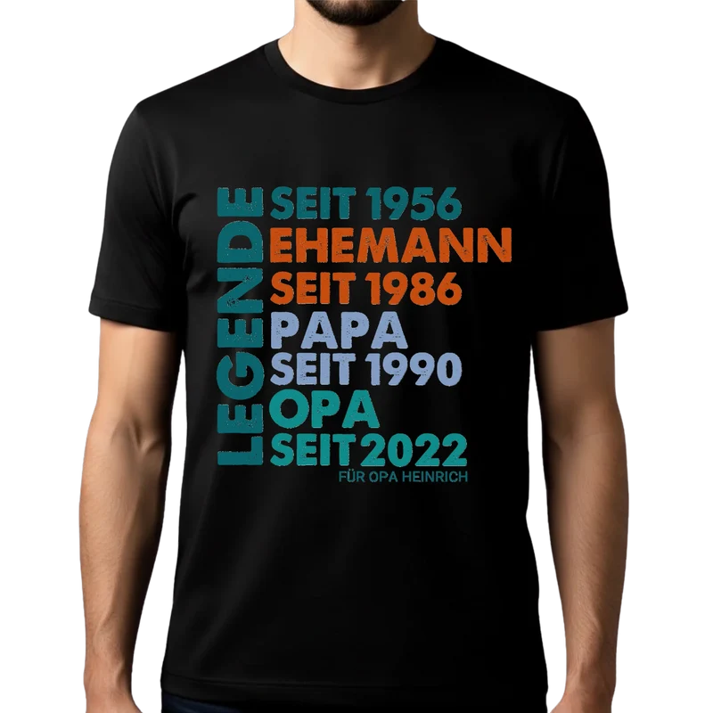 Legende Papa / Opa T-Shirt personalisiert – Geschenk für Vater & Opa
