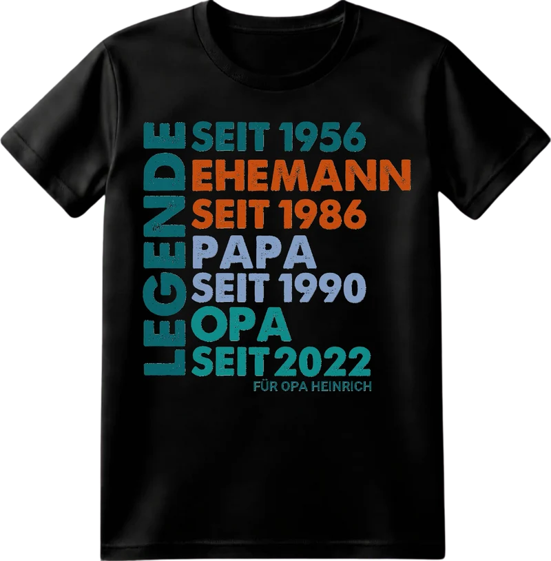Legende Papa / Opa T-Shirt personalisiert – Geschenk für Vater & Opa