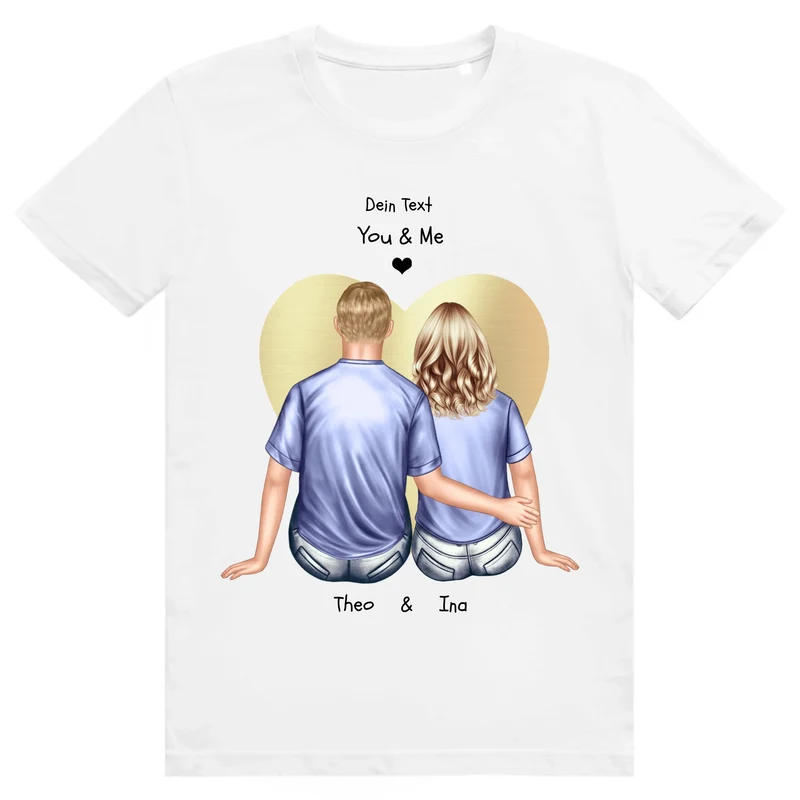 Paar T-Shirt personalisiert - Geschenk Idee Partner / Partnerin in weiss