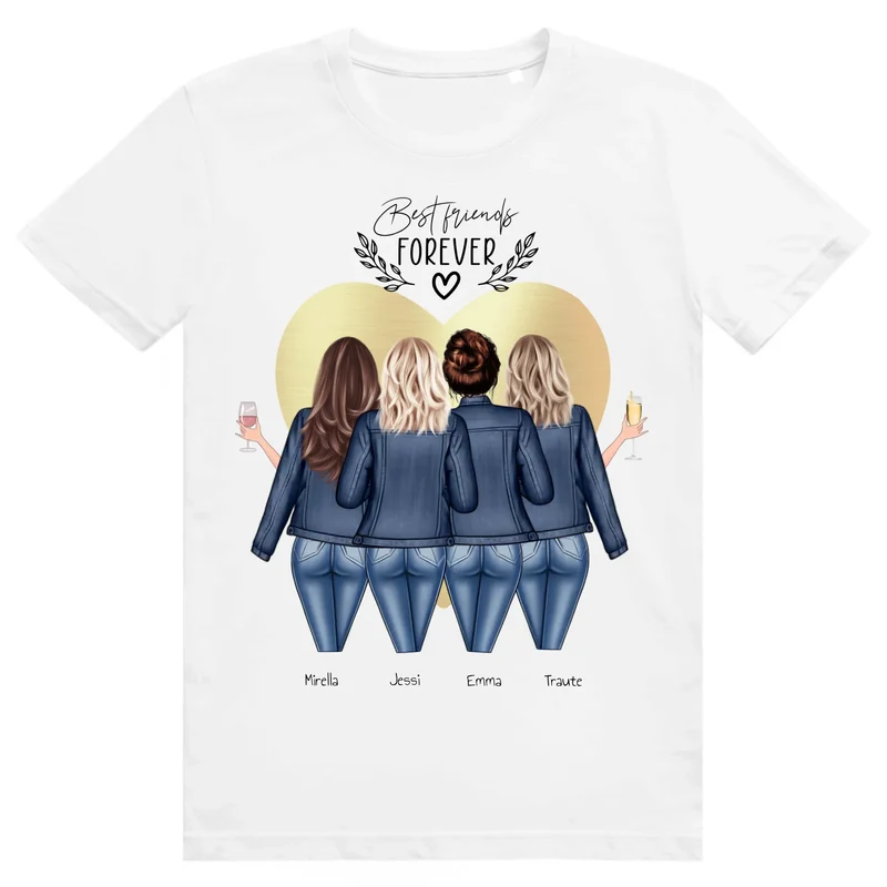 4 beste Freundinnen T-Shirt personalisiert - Geschenkidee