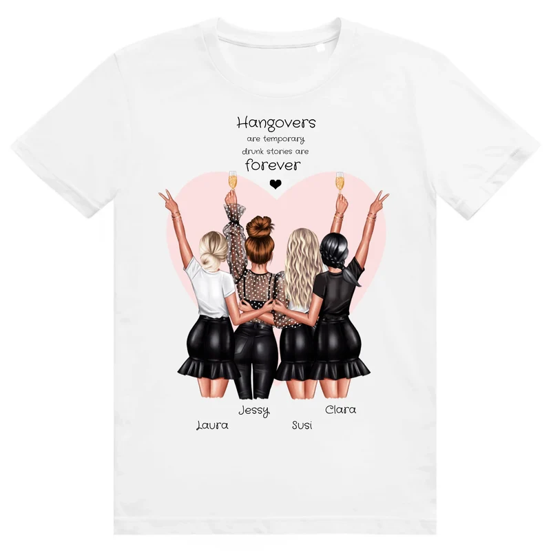 4 beste Freundinnen T-Shirt personalisiert - Geschenk Idee