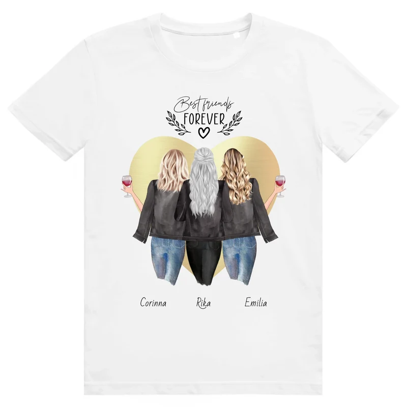 3 beste Freundinnen T-Shirt personalisiert - Geschenk Idee