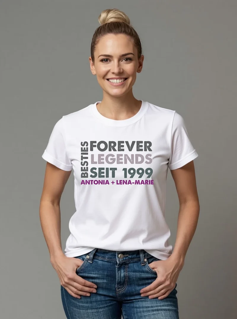 Personalisiertes "Besties Forever" T-Shirt mit Name - Geschenk Idee beste Freundin