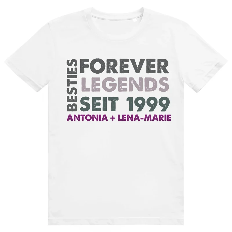 Personalisiertes "Besties Forever" T-Shirt mit Name - Geschenk Idee beste Freundin
