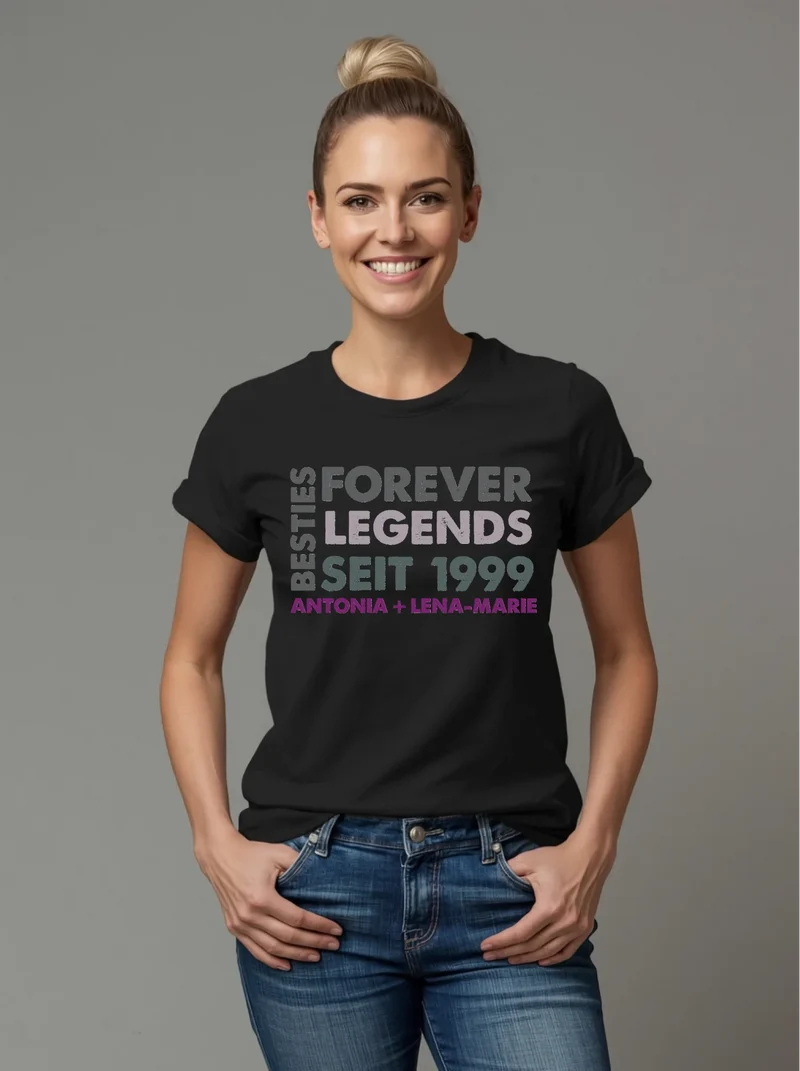 Personalisiertes "Besties Forever" T-Shirt mit Name - Geschenk Idee beste Freundin