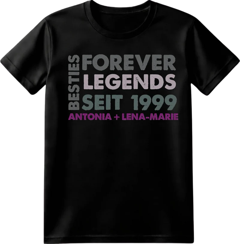 Personalisiertes "Besties Forever" T-Shirt mit Name - Geschenk Idee beste Freundin