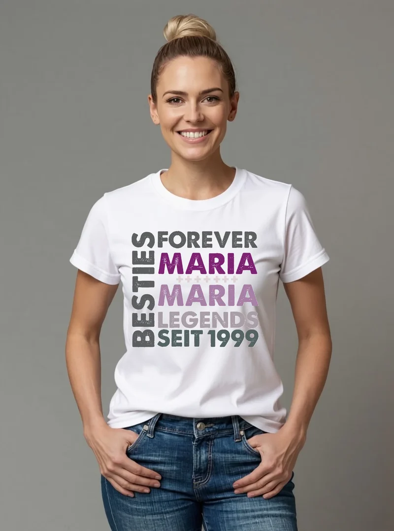 Personalisiertes "Besties" T-Shirt mit Name - Geschenk Idee beste Freundin