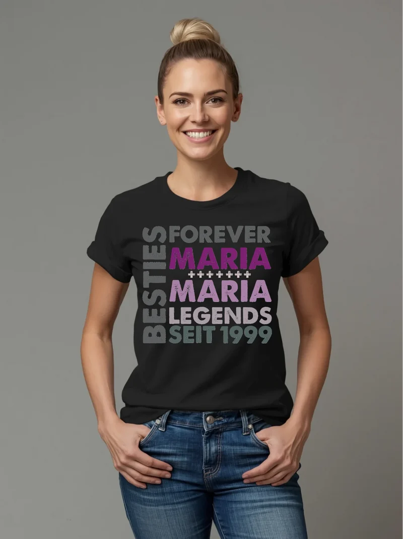 Personalisiertes "Besties" T-Shirt mit Name - Geschenk Idee beste Freundin