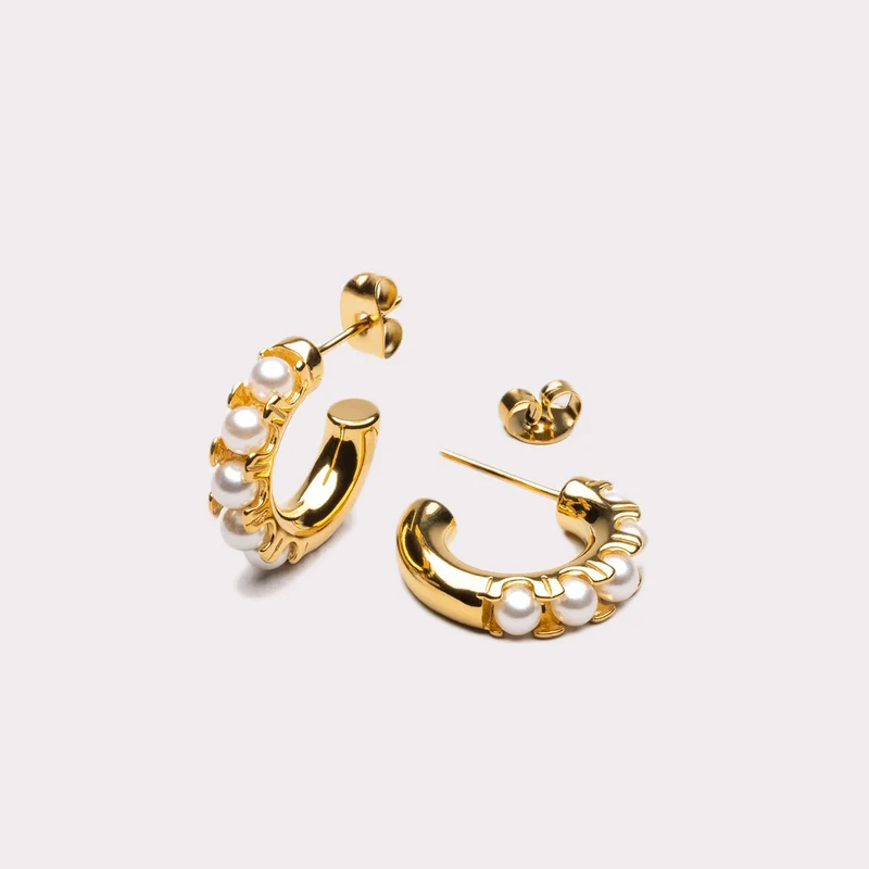 Mini Pearl Huggie Earrings
