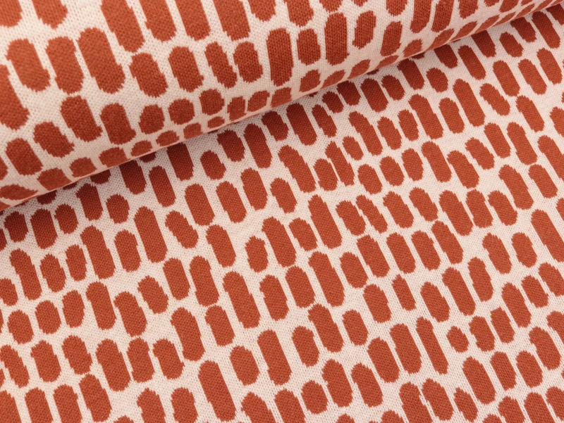 Reststück 47cm - Hamburger Liebe Check Point 2 Farb-Jacquardjersey Swipe up brucciato-meringa