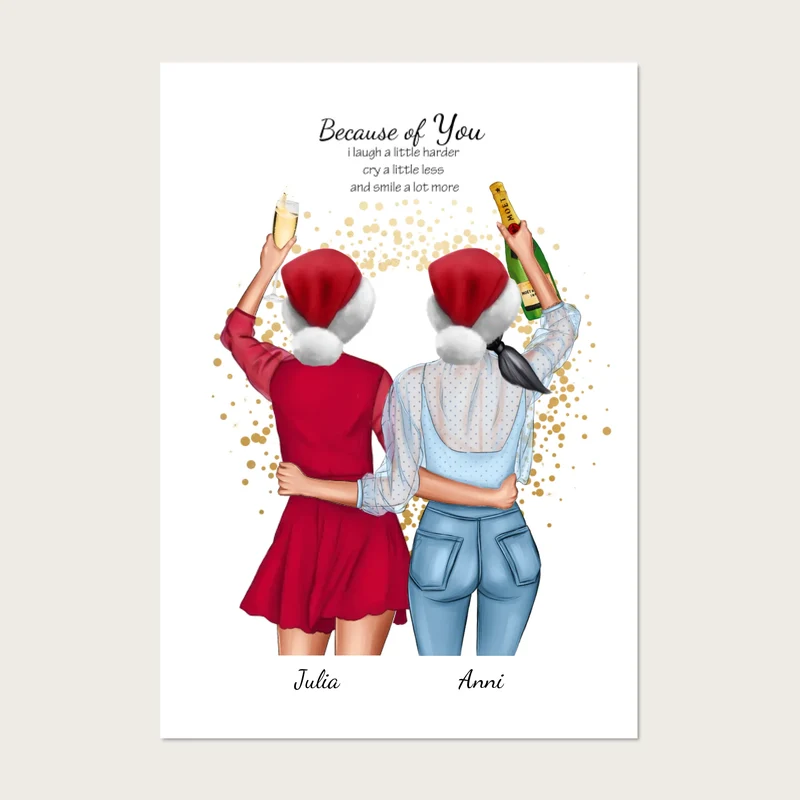 Beste Freundin Bild Geschenk mit Spruch - Geburtstagsgeschenk Poster gestalten - digitale Datei