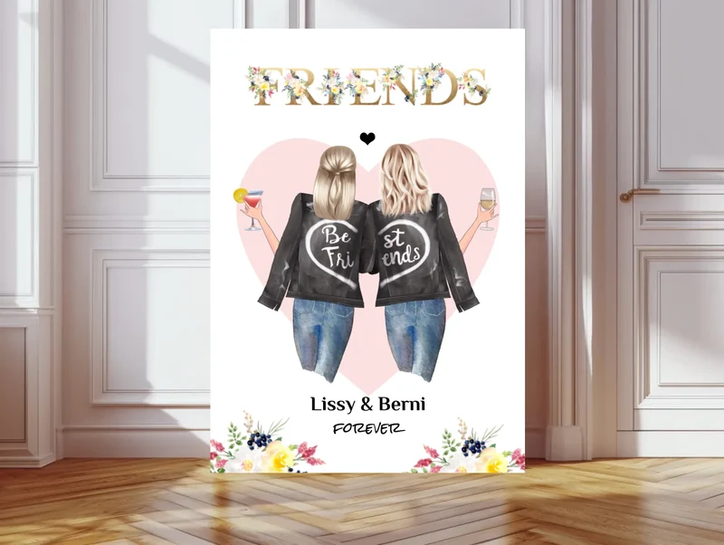 Beste Freundin Bild Geschenk - 2 Frauen Poster personalisiert - Geburtstagsgeschenk - Freundschaftsgeschenk - digitale Datei