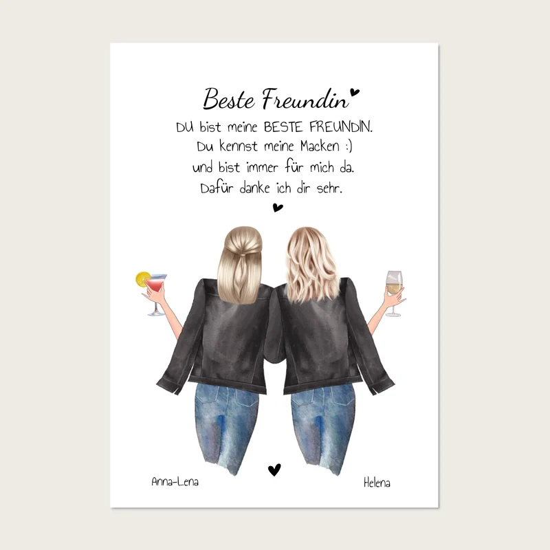 Beste Freundin Bild & Poster Geschenk mit Spruch selber gestalten - digitale Datei