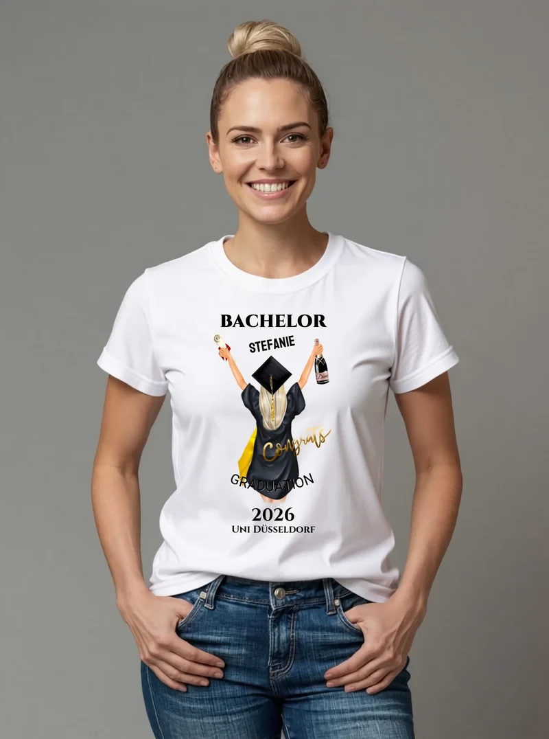 Abschluss Geschenk T-Shirt mit Name personalisiert - Geschenk Idee Bachelor, Master, Doktor, Abi