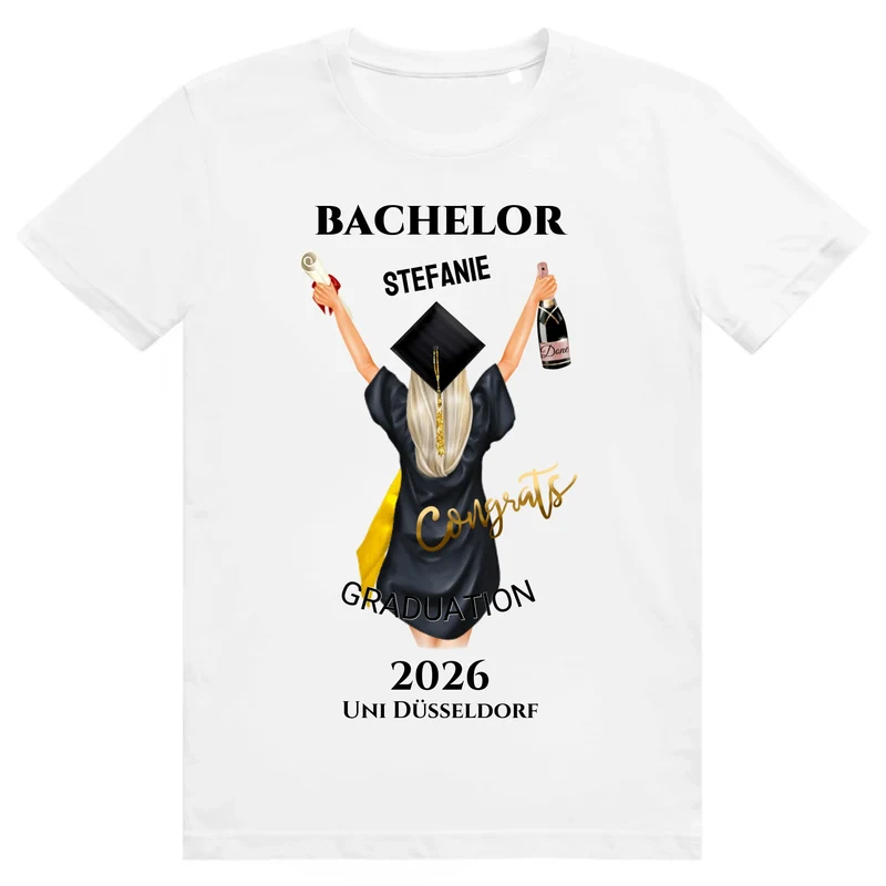 Abschluss Geschenk T-Shirt mit Name personalisiert - Geschenk Idee Bachelor, Master, Doktor, Abi