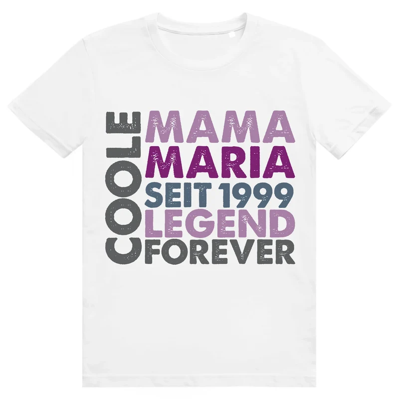 Personalisiertes "Coole Mama" T-Shirt mit Name - Geschenk Idee für Mutter weiss