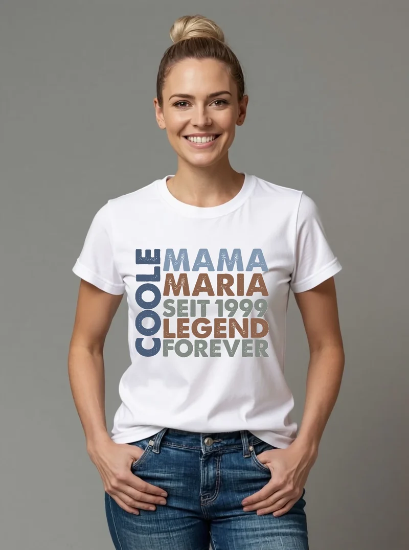 Personalisiertes Coole Mama T-Shirt mit Namen – Geschenkidee für Mama
