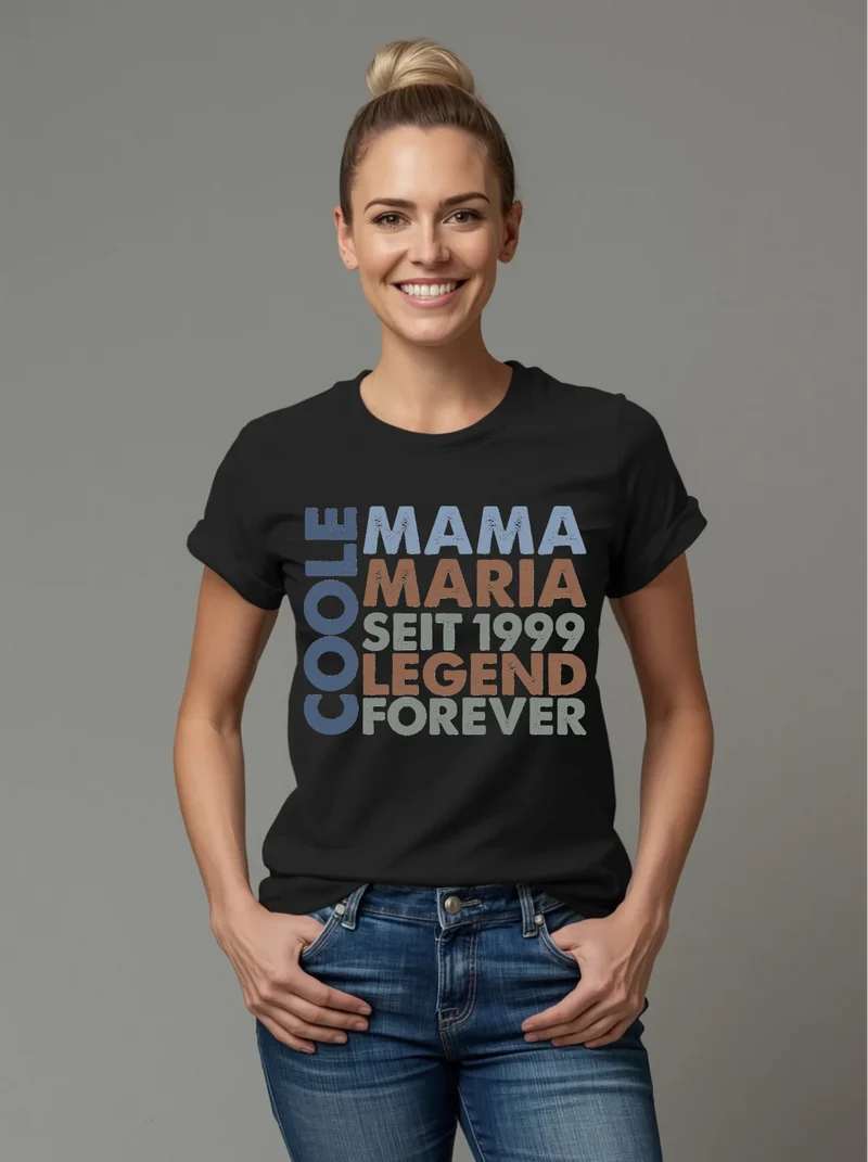Personalisiertes Coole Mama T-Shirt mit Namen – Geschenkidee für Mama