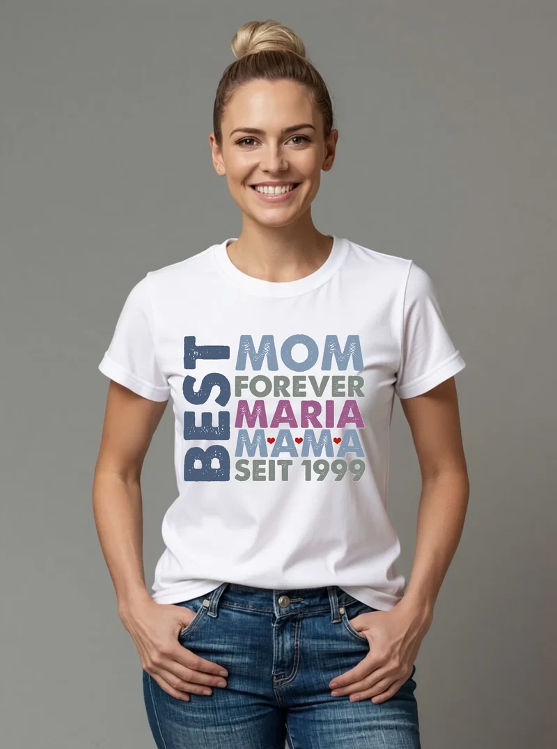 Personalisiertes T-Shirt mit Name "Mama" - Geschenk Idee für Mutter