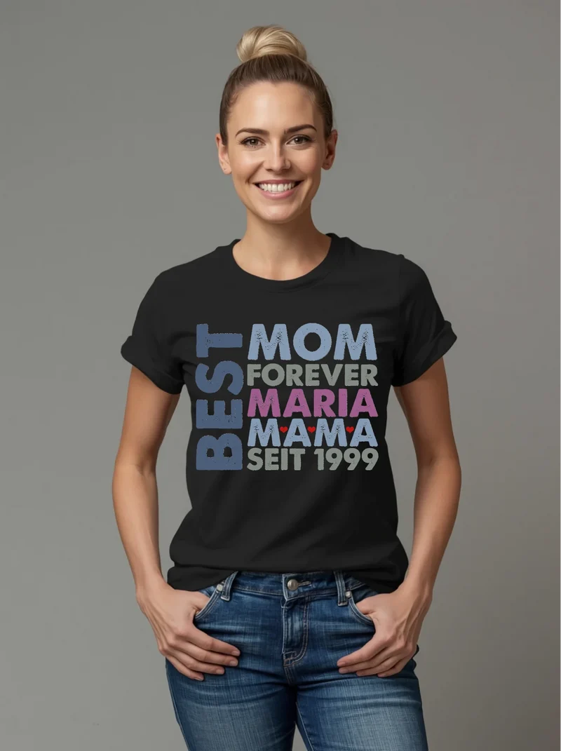 Personalisiertes T-Shirt mit Name "Mama" - Geschenk Idee für Mutter