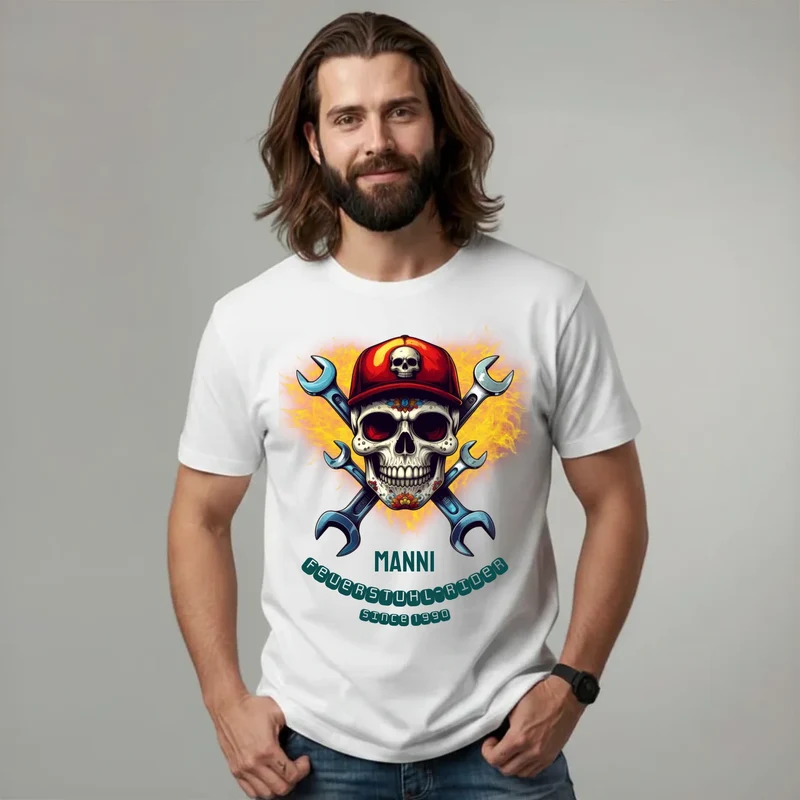 Skull - Personalisiertes T-Shirt mit Name - Geschenk Motorradfan