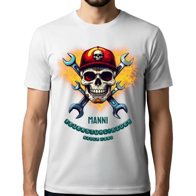Skull - Personalisiertes T-Shirt mit Name - Geschenk Motorradfan