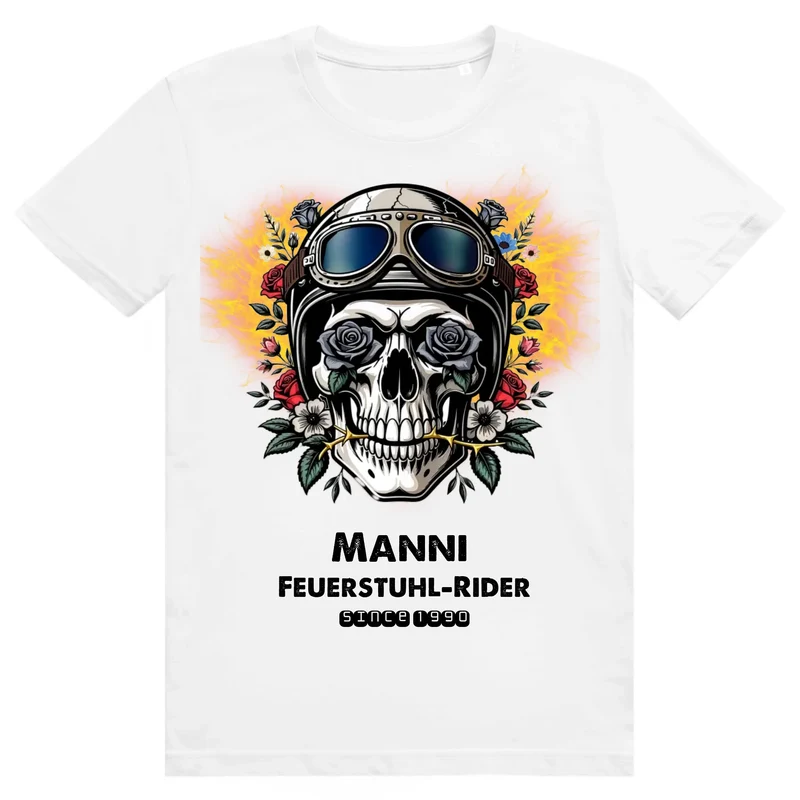Skull - Personalisiertes T-Shirt mit Name - Geschenk für Motorradfan Totenkopf