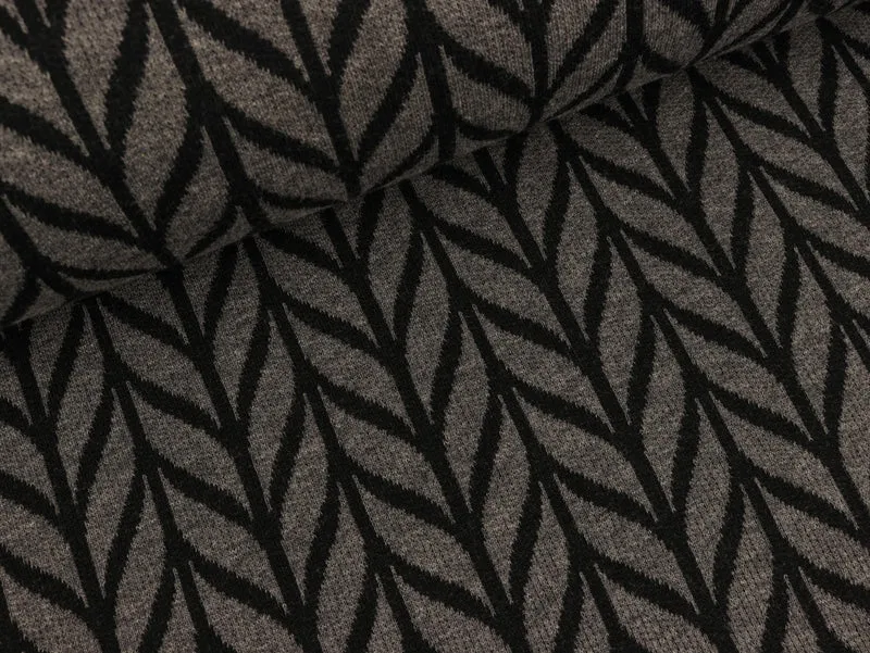 Reststück 110cm - Hamburger Liebe 2 Farb-Jacquardjersey Maxi Knit anthrazit-schwarz