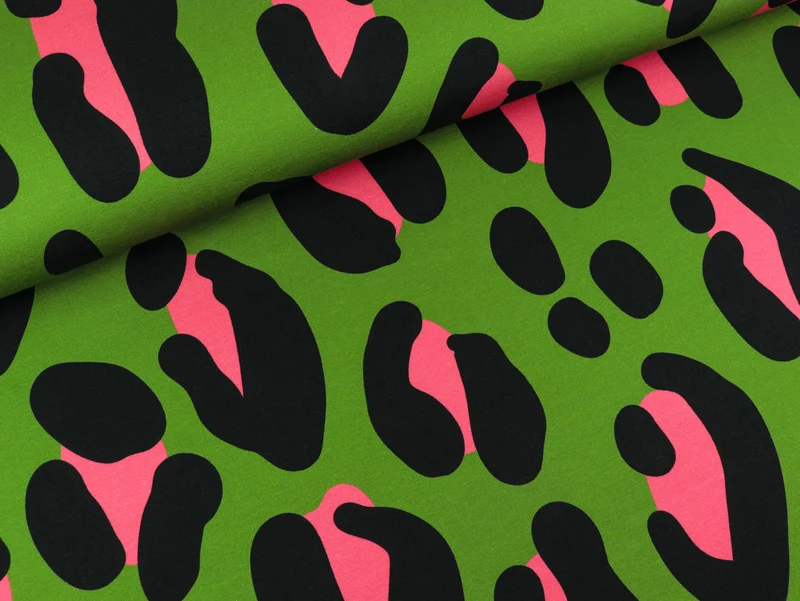 Reststück 137cm - Hamburger Liebe Baumwollsweat Wanderlust Safari XXL olivia