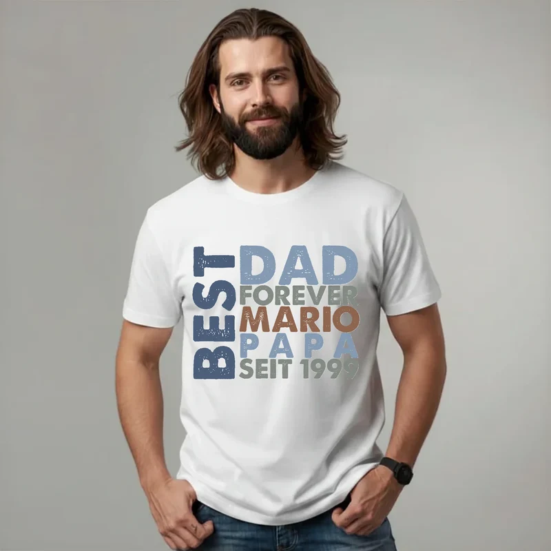 Papa T-Shirt mit Name personalisiert - Geschenk Idee für Vater