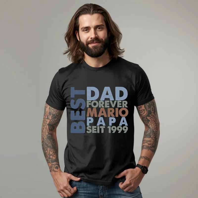 Papa T-Shirt mit Name personalisiert - Geschenk Idee für Vater