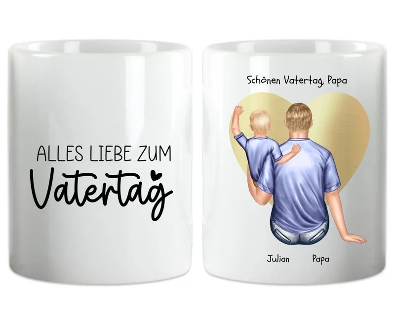 Geschenk Vater - personalisierte Tasse mit Papa, Baby Mädchen oder Sohn