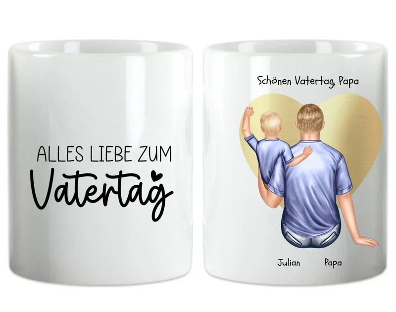 Geschenk Vater - personalisierte Tasse mit Papa, Baby Mädchen oder Sohn