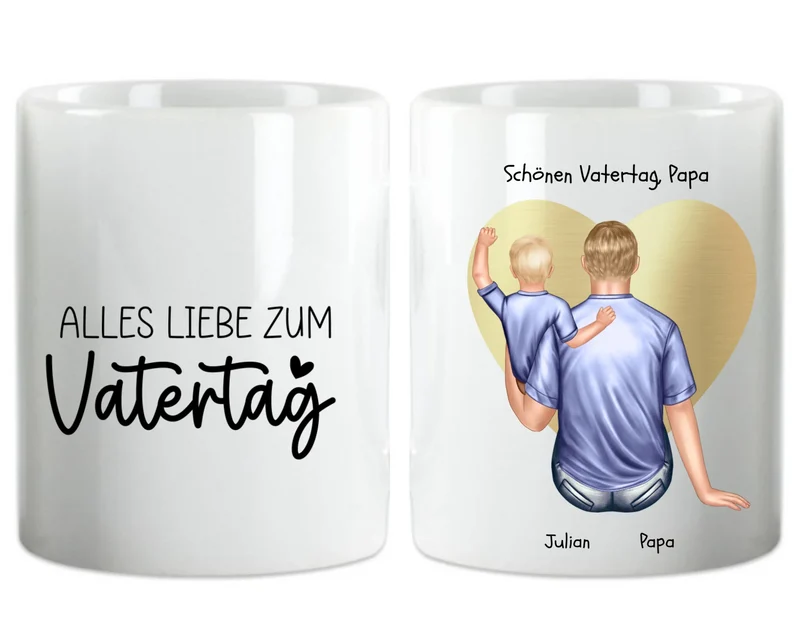 Geschenk Vater - personalisierte Tasse mit Papa, Baby Mädchen oder Sohn