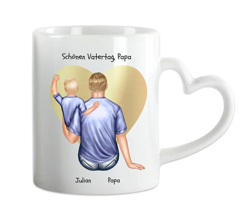 Geschenk Vater - personalisierte Tasse mit Papa, Baby Mädchen oder Sohn