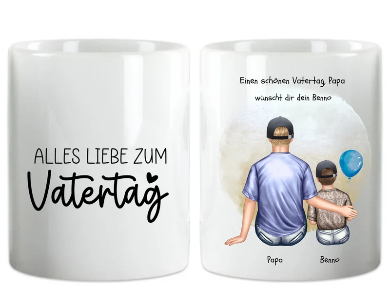 Geschenk Papa - personalisierte Tasse mit Vater, Mädchen oder Sohn