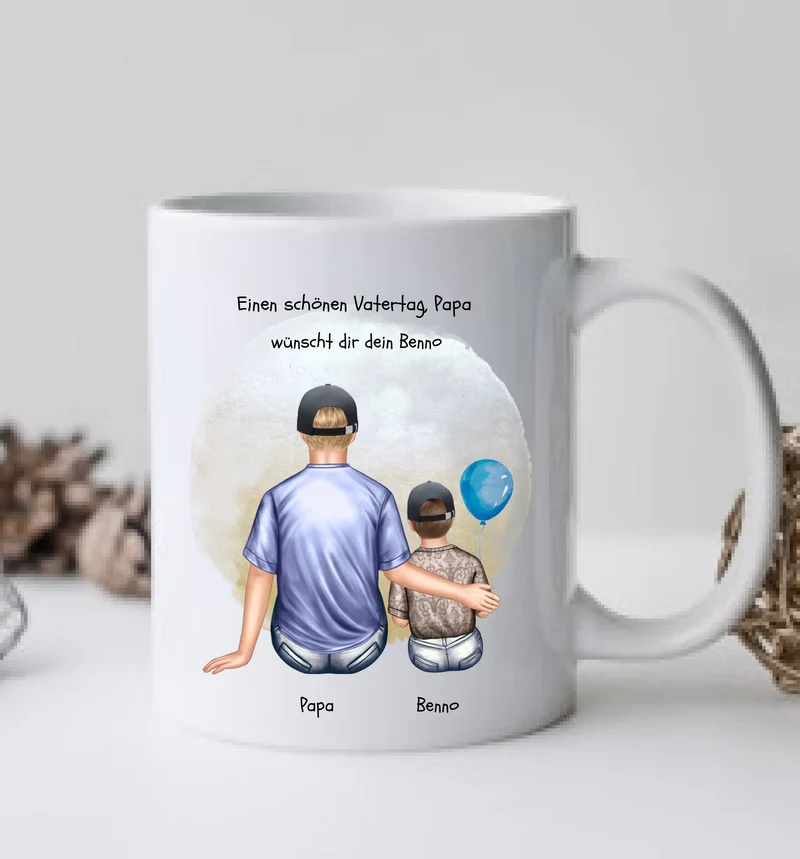 Geschenk Papa - personalisierte Tasse mit Vater, Mädchen oder Sohn