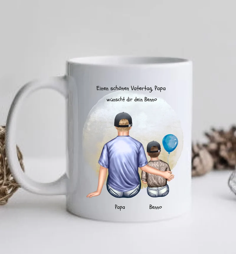 Geschenk Papa - personalisierte Tasse mit Vater, Mädchen oder Sohn