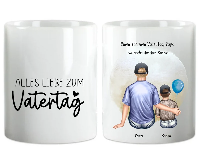 Geschenk Papa - personalisierte Tasse mit Vater, Mädchen oder Sohn