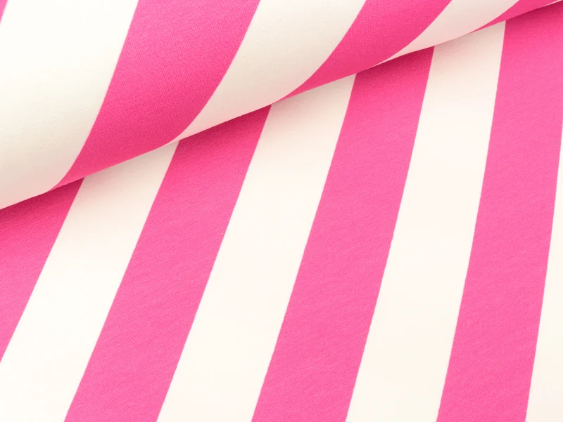 Reststück 76cm - Hamburger Liebe Sommersweat This Summer Stripemania ortensia-weiß