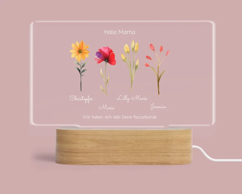 Muttertagsgeschenk / Vatertagsgeschenk für Mama, Papa, Oma & Opa personalisiertes LED Deko Licht