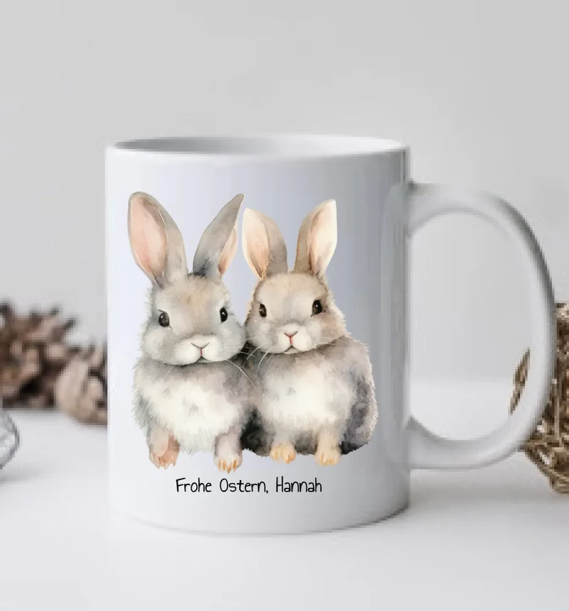 Beste Freundin Ostertasse mit Osterhasen und Osterspruch, personalisierte Tasse mit Name