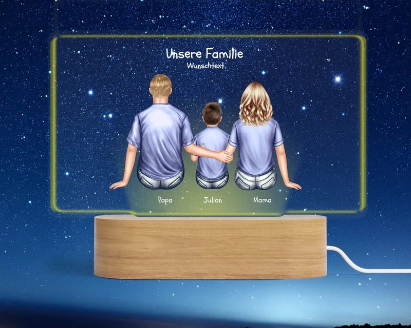 Geschenk Muttertag / Vatertag - Personalisiertes LED Deko Licht ''Familie mit 1 Kind