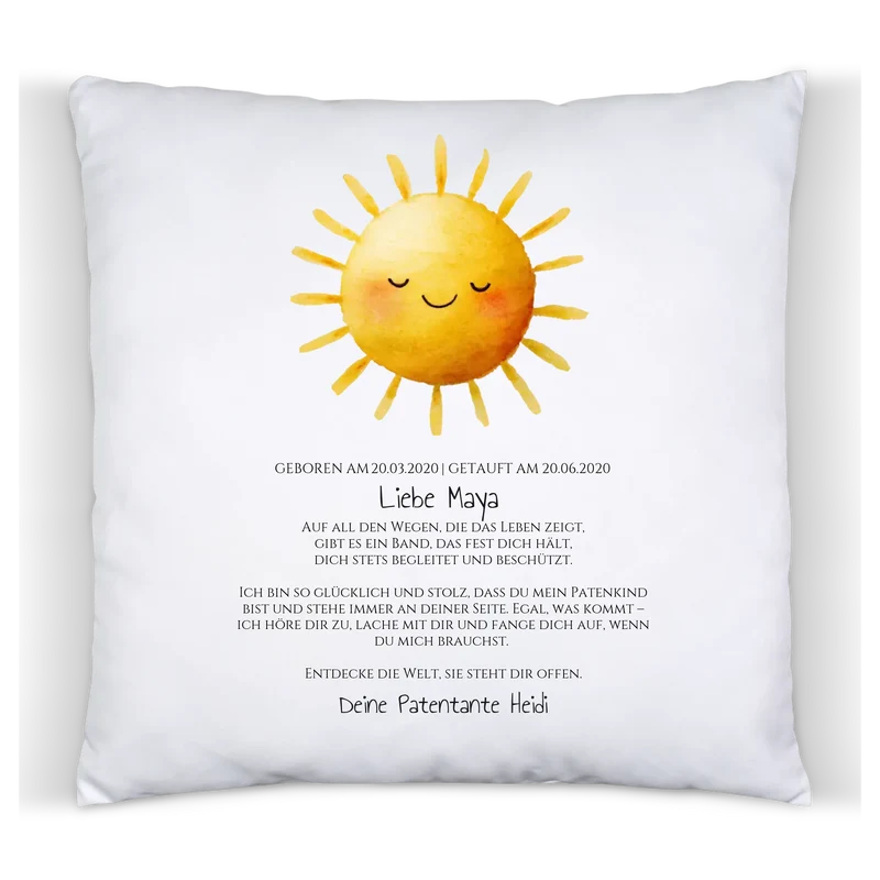Patenbrief Geschenk Patenkind Sonne - Decke, Kissen, Poster, Leinwandbild personalisiert