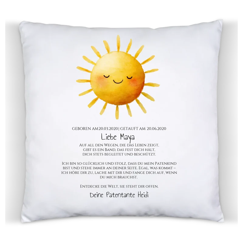 Patenbrief Geschenk Patenkind Sonne - Decke, Kissen, Poster, Leinwandbild personalisiert