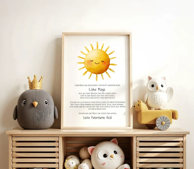 Patenbrief Geschenk Patenkind Sonne - Decke, Kissen, Poster, Leinwandbild personalisiert