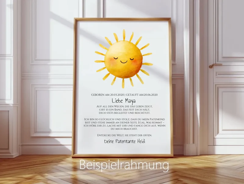 Patenbrief Geschenk Patenkind Sonne - Decke, Kissen, Poster, Leinwandbild personalisiert